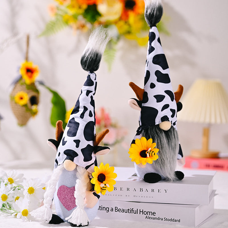 Farmhouse Cow Gnomes with Sunflower