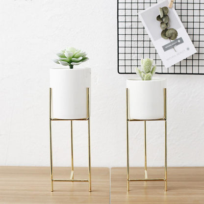 Jardinière en céramique avec support en fer