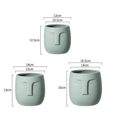 Jardinière abstraite en céramique pour visage endormi
