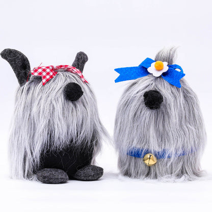 Gnome de chien à poils longs