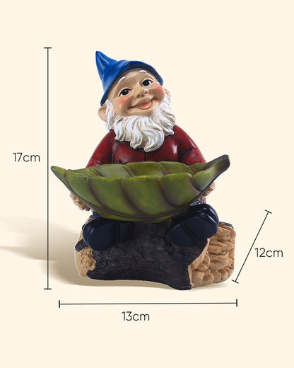 Joyful Blue Hat Garden Gnome Hanging Bird Feeder