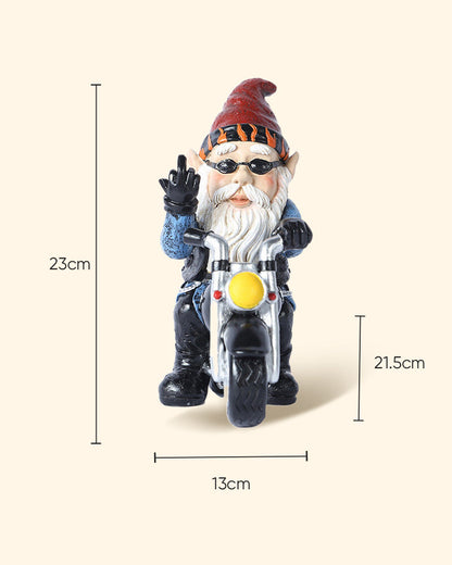 Fun Riding Motorcycle Outdoor Garden Gnome