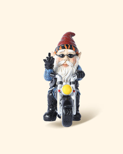 Fun Riding Motorcycle Outdoor Garden Gnome