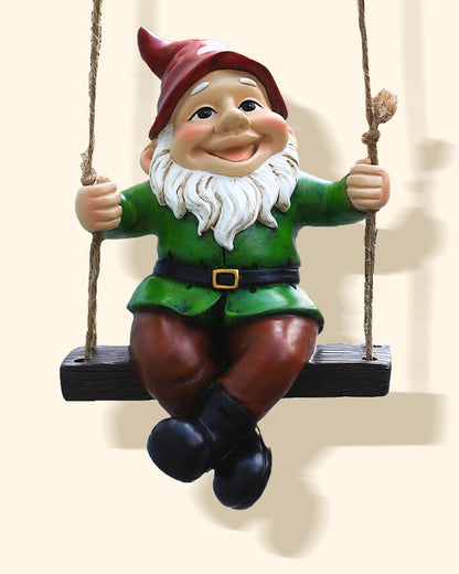 Garden Gnome On A Swing