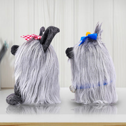 Gnome de chien à poils longs