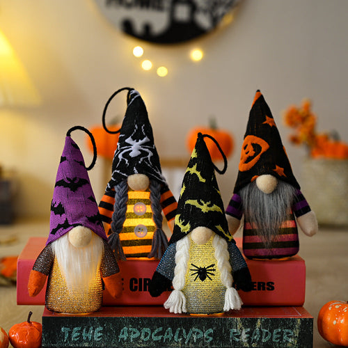 4 Pcs Halloween Lighted Hanging Gnomes