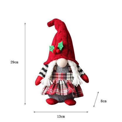 Cute Plush Gnomes With Red Hat And Plaid Apron