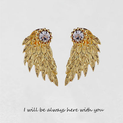 '' Je serai toujours là avec toi '' Boucles d'oreilles ailes d'ange 