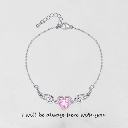 '' Je serai toujours là avec toi '' Collier coeur aile d'ange | Bracelet 