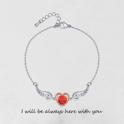 '' Je serai toujours là avec toi '' Collier coeur aile d'ange | Bracelet 