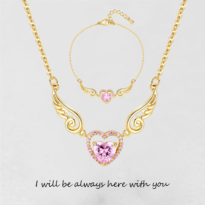 '' Je serai toujours là avec toi '' Collier coeur aile d'ange | Bracelet 