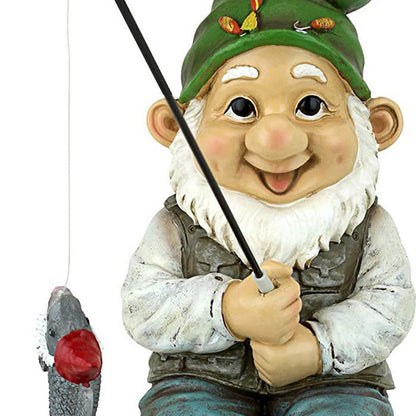 Garden Gnome Statue Resin Fishing Dwarf Elf Figurines Yard Lawn Outdoor