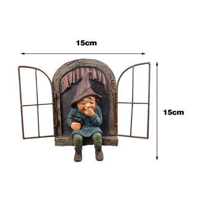 3D Dwarf Statue Outdoor Garden Gnome Resin Doll Figurines Courtyard Craft