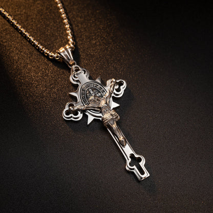 St. Benedict Exorcism Cross Necklace - Bless you and your family