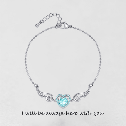 '' Je serai toujours là avec toi '' Collier coeur aile d'ange | Bracelet 