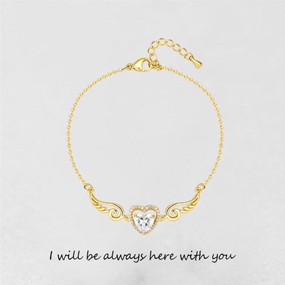 '' Je serai toujours là avec toi '' Collier coeur aile d'ange | Bracelet 